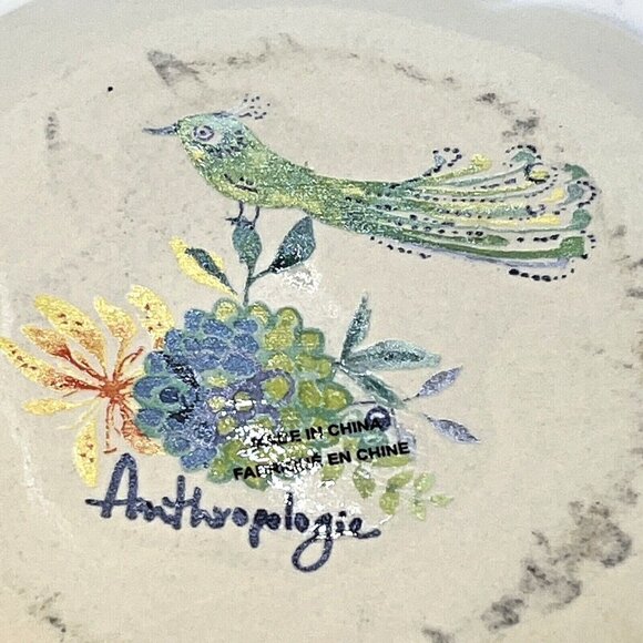 Anthropologie DODI Saucer Handpainted Peacock Design - Picture 6 of 12